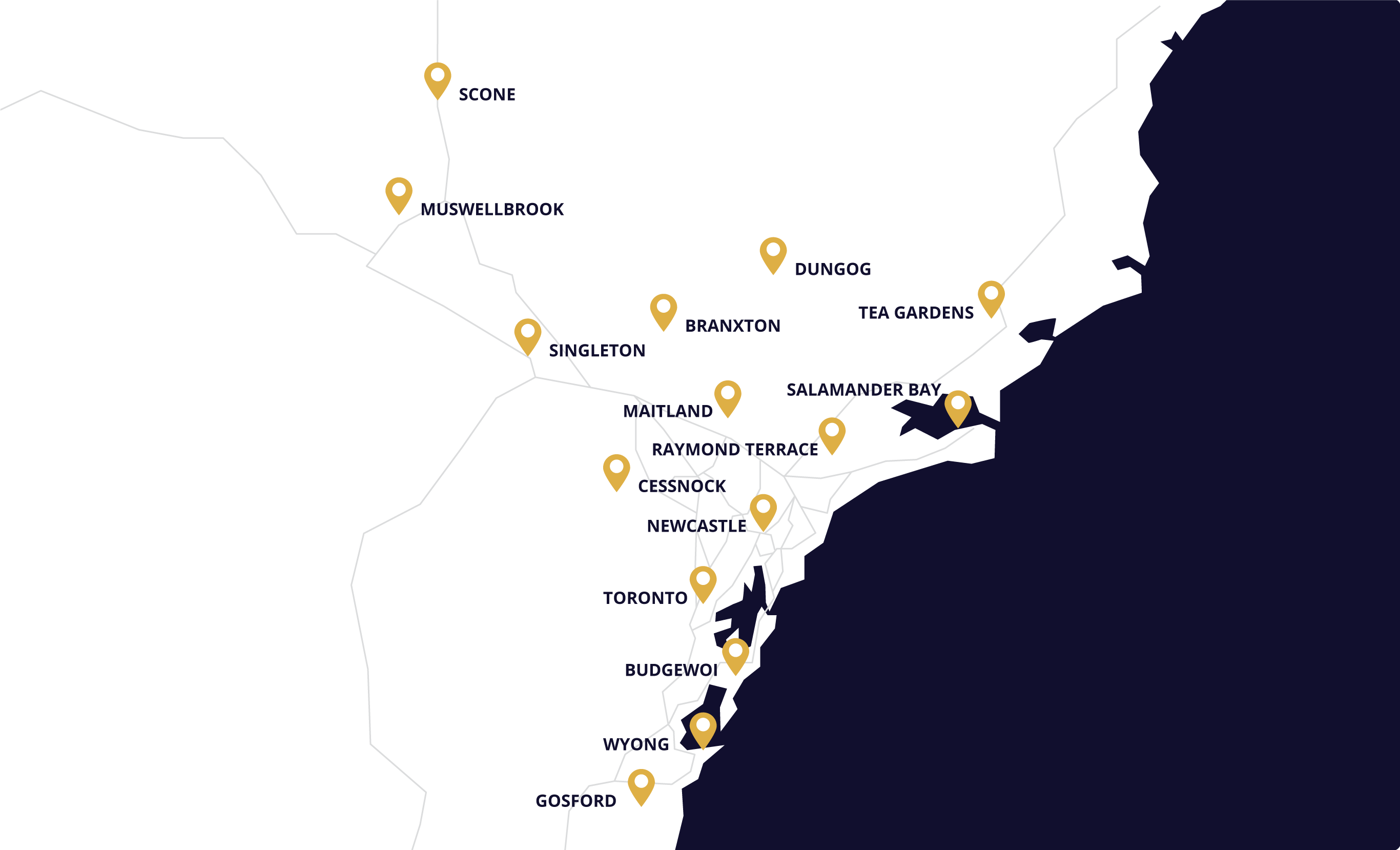 Newcastle and Hunter Valley Map