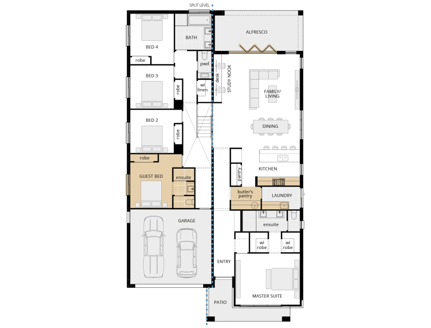 Darlington Split Level Home Design Floor Plan