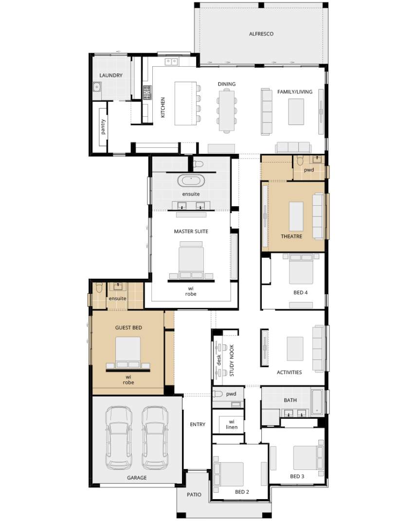single storey home design anchorage manor floorplan option grand guest bed lhs