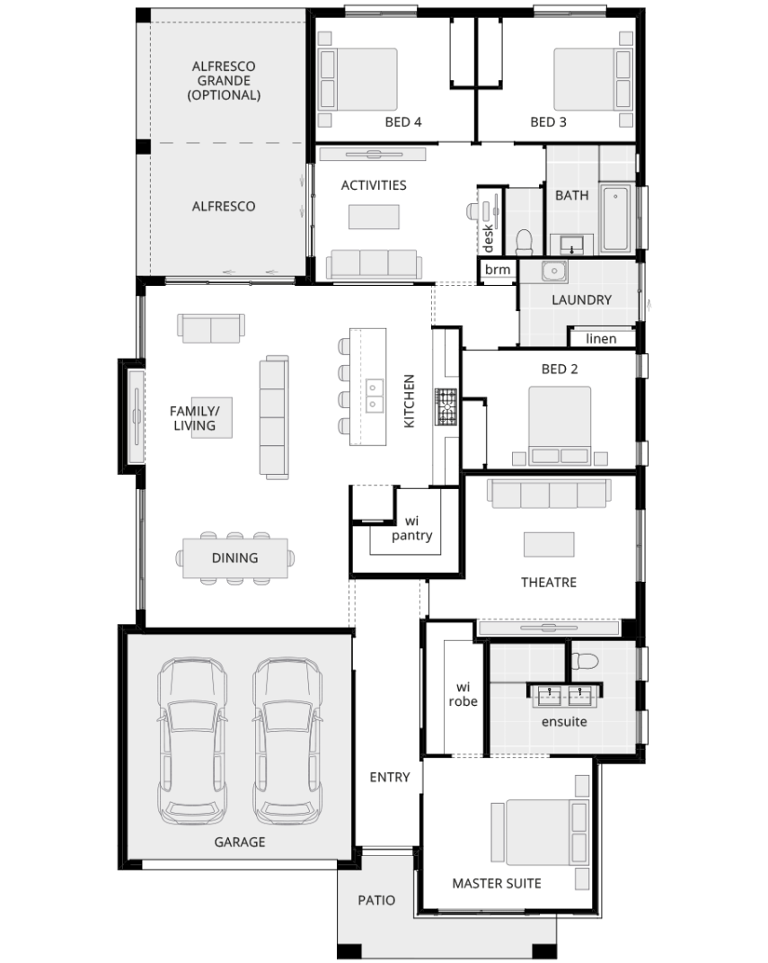single storey home design havana grande standard floorplan lhs