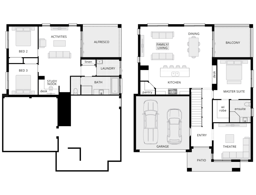 3 bedroom split level home design horizon standard floorplan lhs