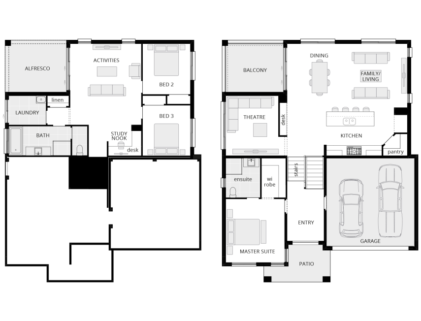 tri-level home design horizon 3 bedroom floorplan rhs