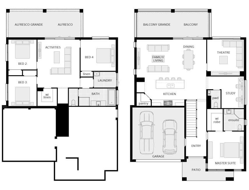 4 bedroom split level home design horizon floorplan lhs
