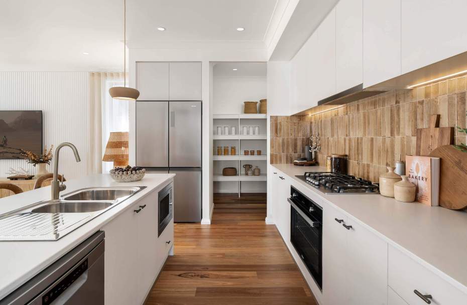 single storey home design lucia three kitchen and pantry watagan park