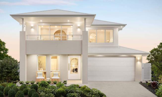 two storey home design valiente three wilderness facade at menangle park