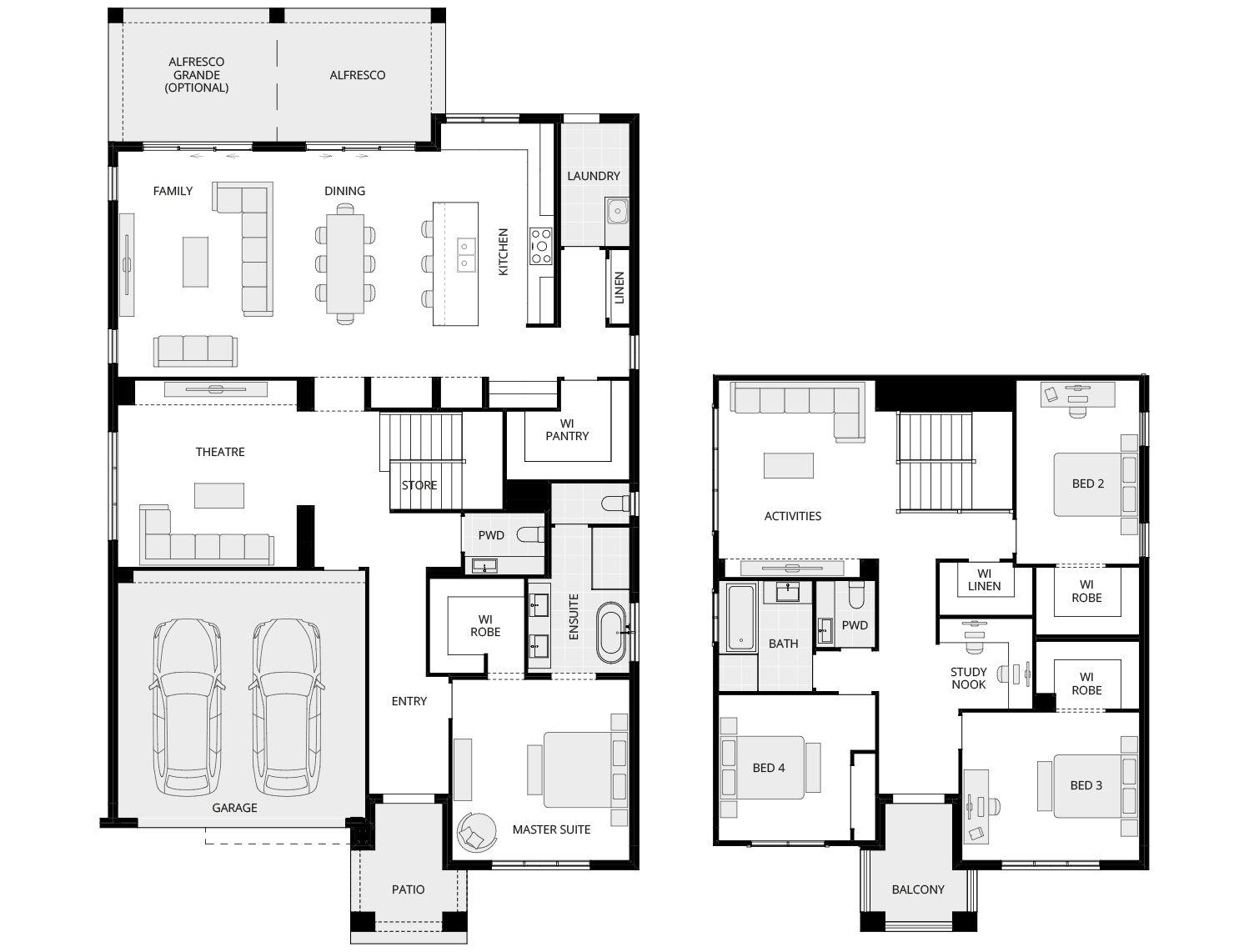 two storey home design cranbourne executive standard floorplan rhs