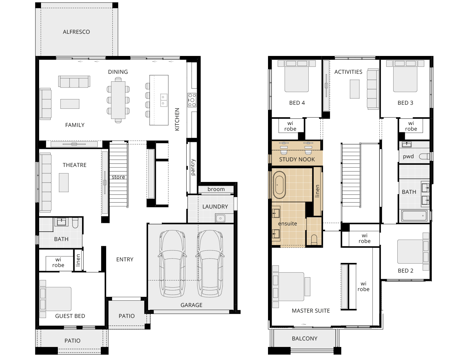 two storey floorplan grandeur 42 option alternate ensuite wet room rhs