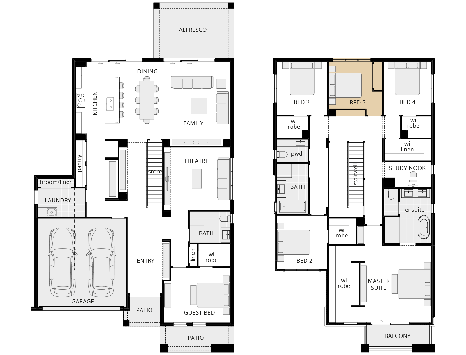 two storey home design grandeur 39 floorplan fifth bed ILO activities rhs