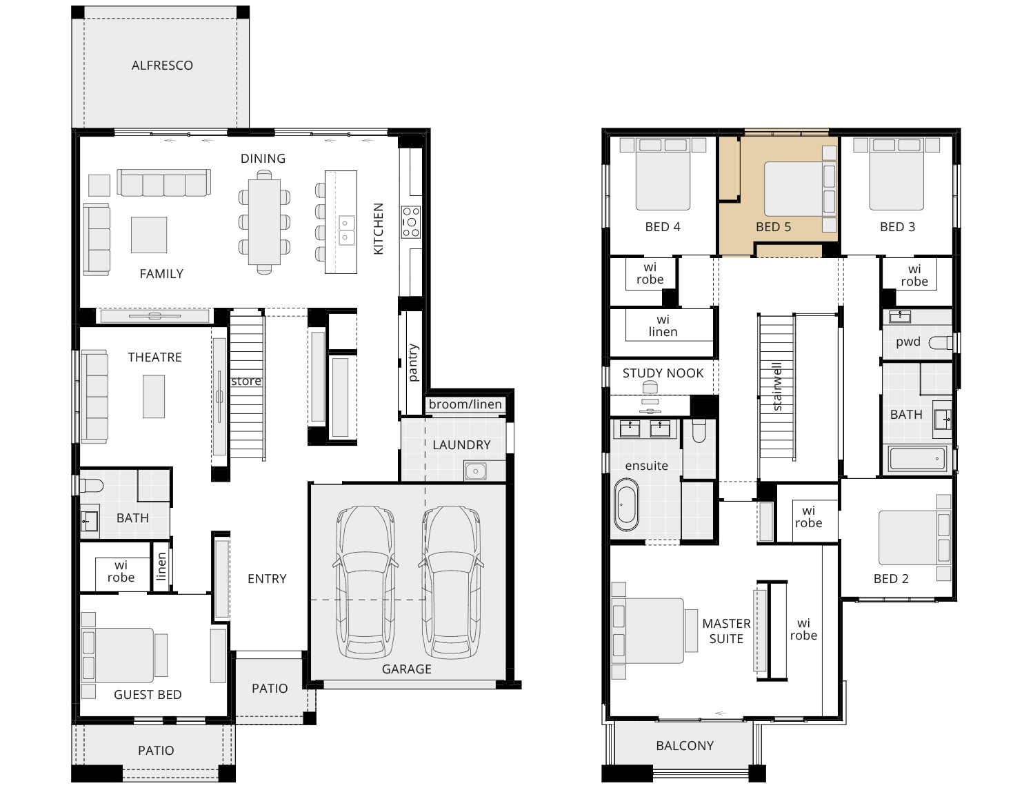 two storey home design grandeur 39 floorplan fifth bed ILO activities rhs