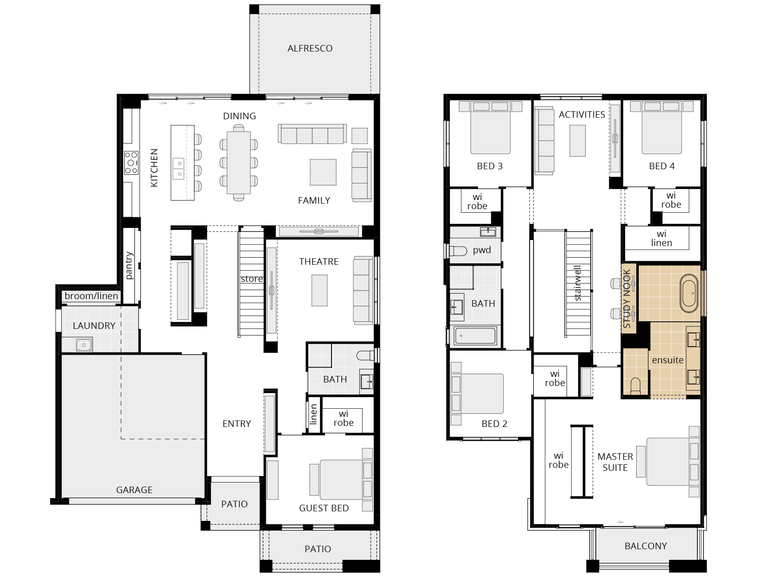 double storey home design floorplan grandeur 39 option alternate ensuite with wet room rhs