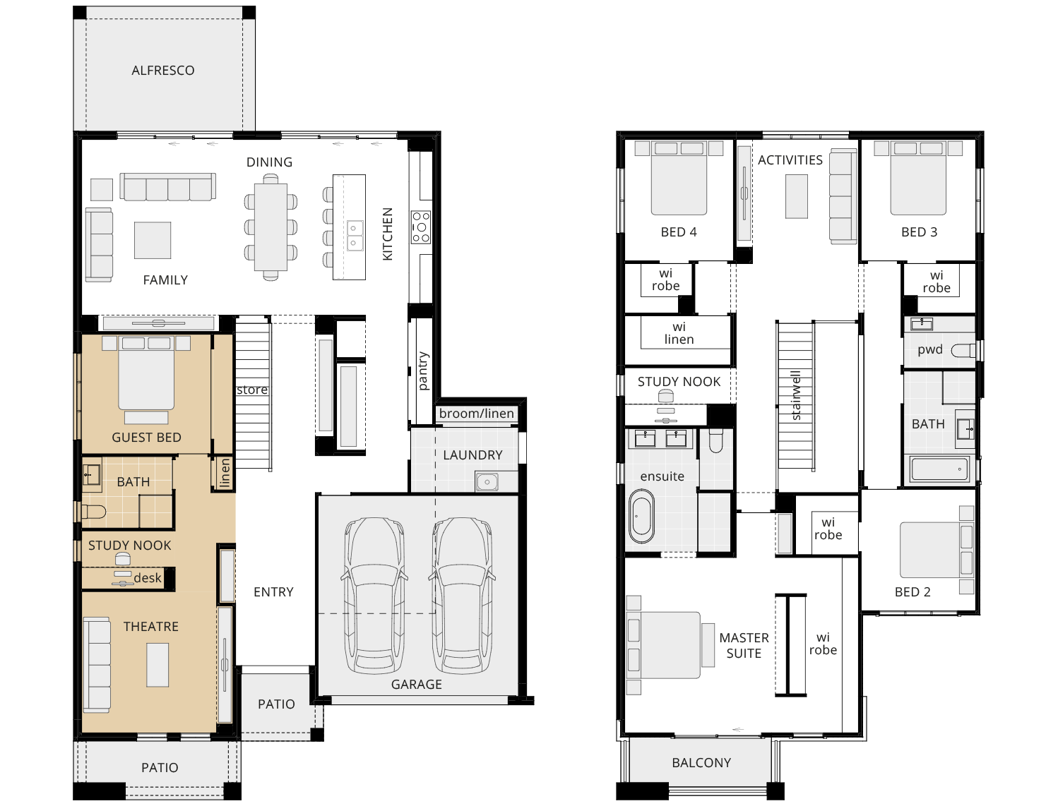 two storey floorplan grandeur 39 option floorplan alternate guest bedroom rhs