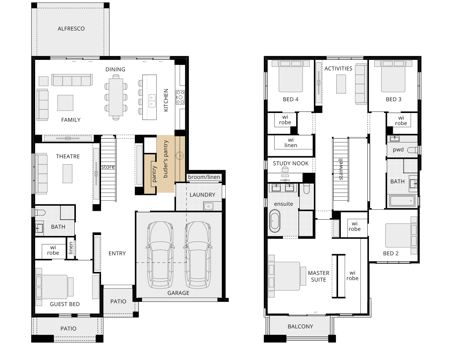 two storey floorplan grandeur 39 option butler's pantry rhs