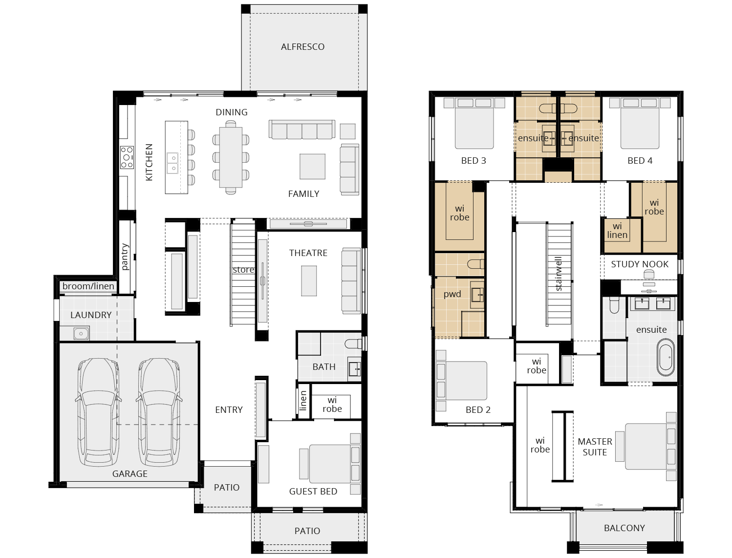 double storey home design grandeur 39 option floorplan ensuites and wir to bedrooms rhs