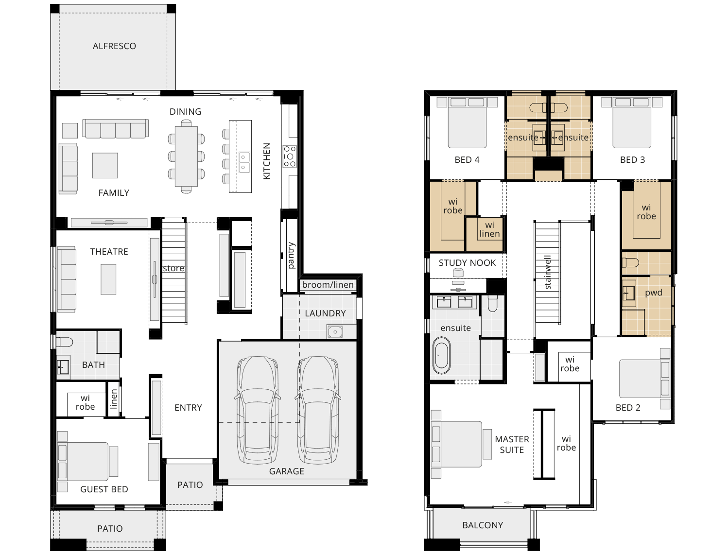 double storey home design grandeur 39 option floorplan ensuites and wir to bedrooms rhs