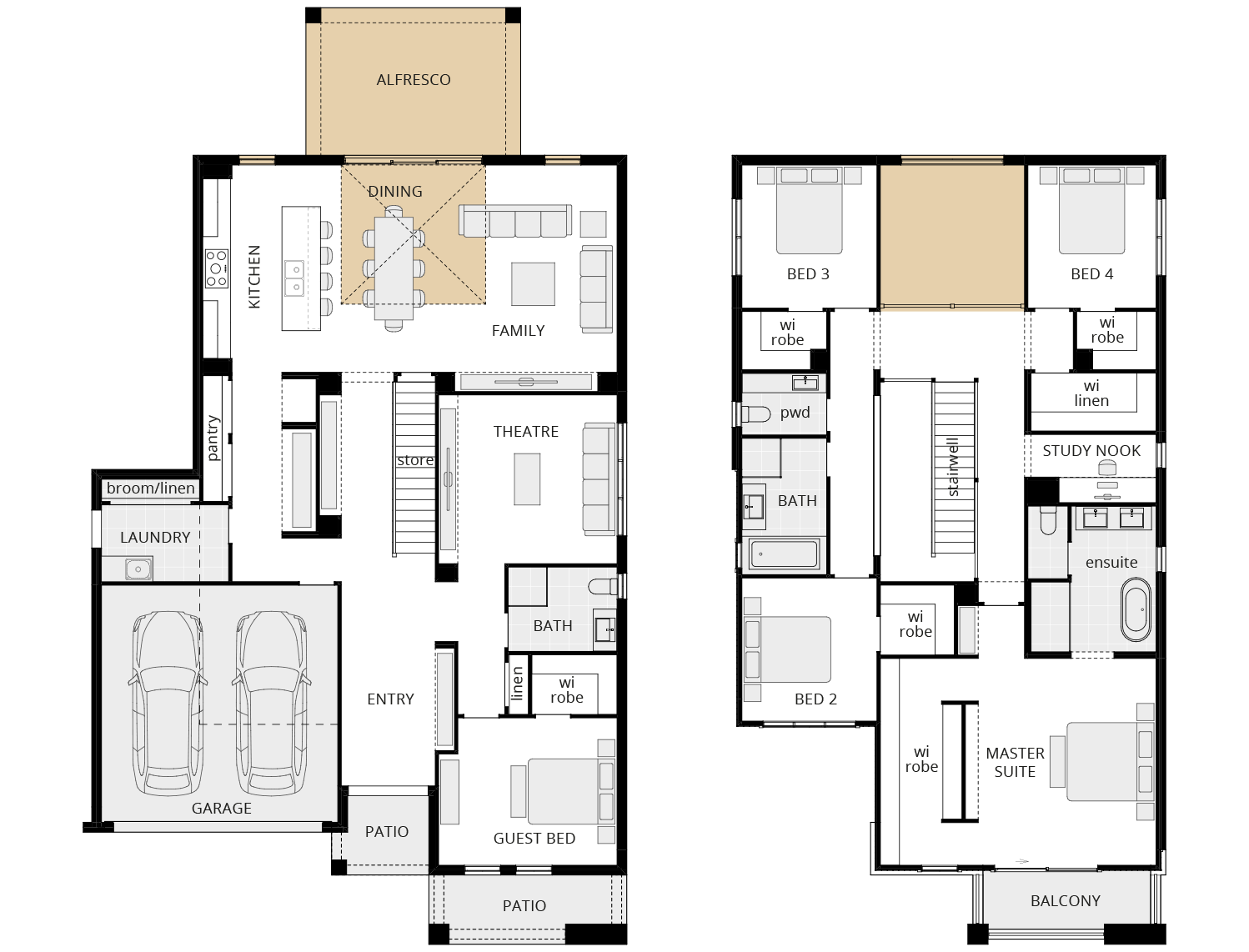 two storey home design grandeur 39 floorplan void over dining rhs