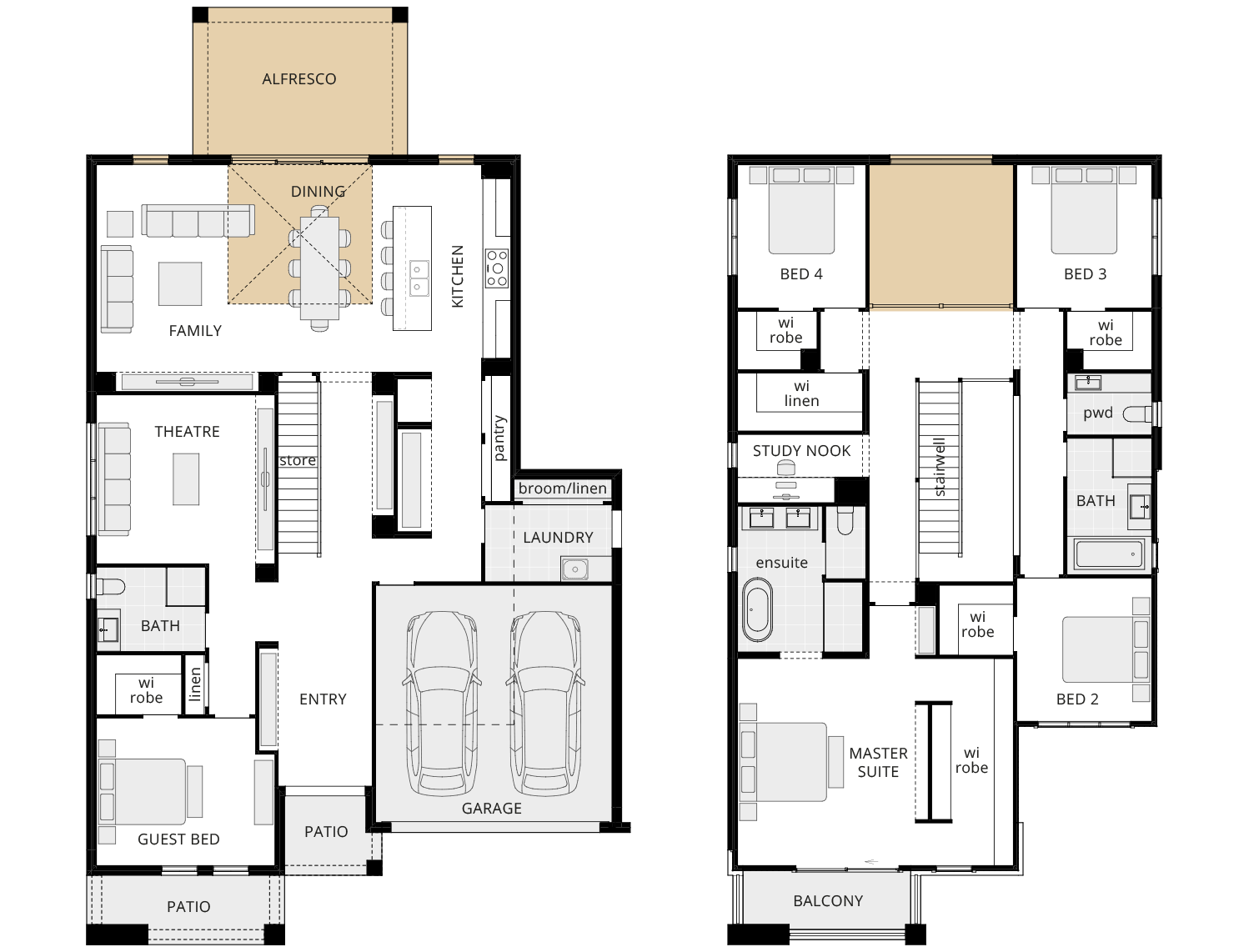 two storey home design grandeur 39 floorplan void over dining rhs