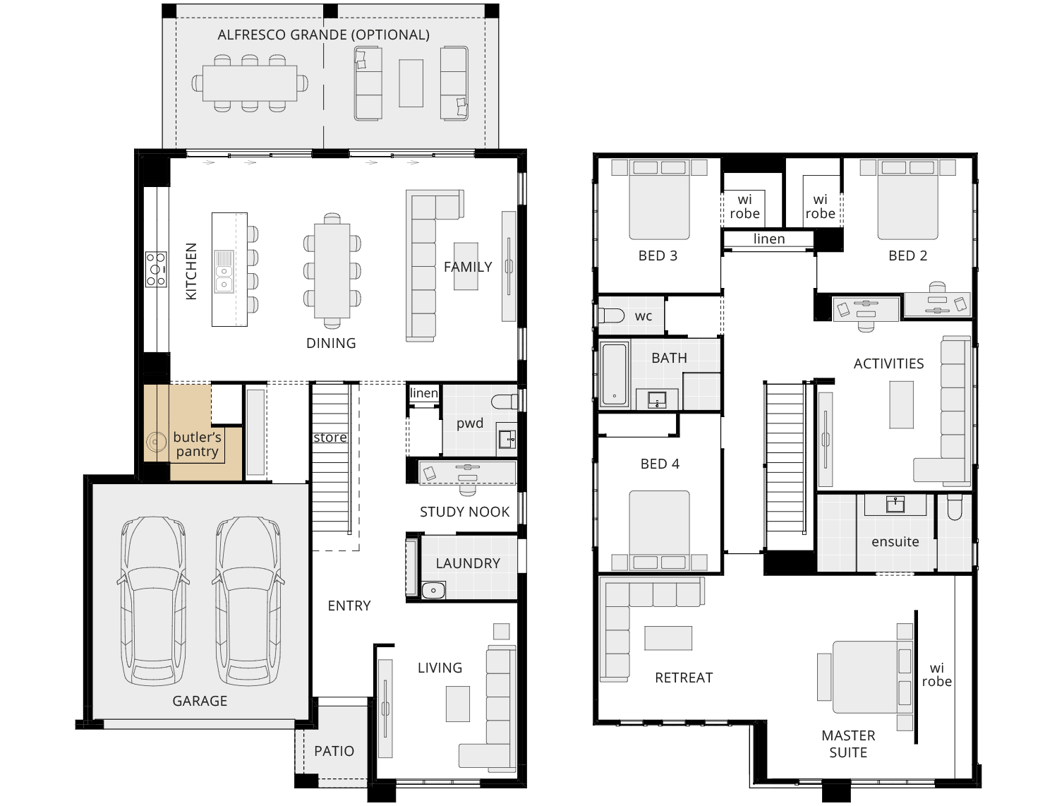 two storey home design lagos option floorplan butlers pantry rhs