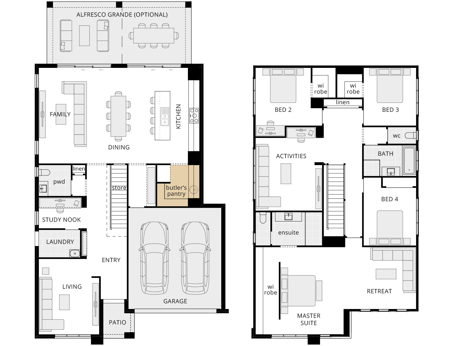 two storey home design lagos option floorplan butlers pantry rhs