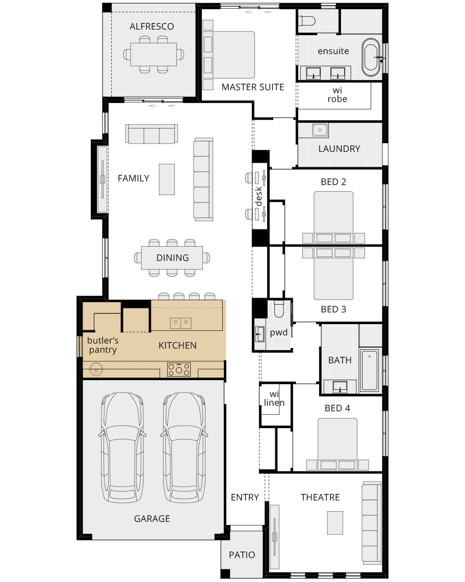 single storey home design wyndham option floorplan alternate kitchen a rhs