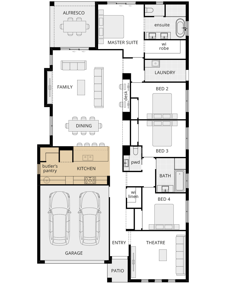 single storey home design wyndham option floorplan alternate kitchen b rhs