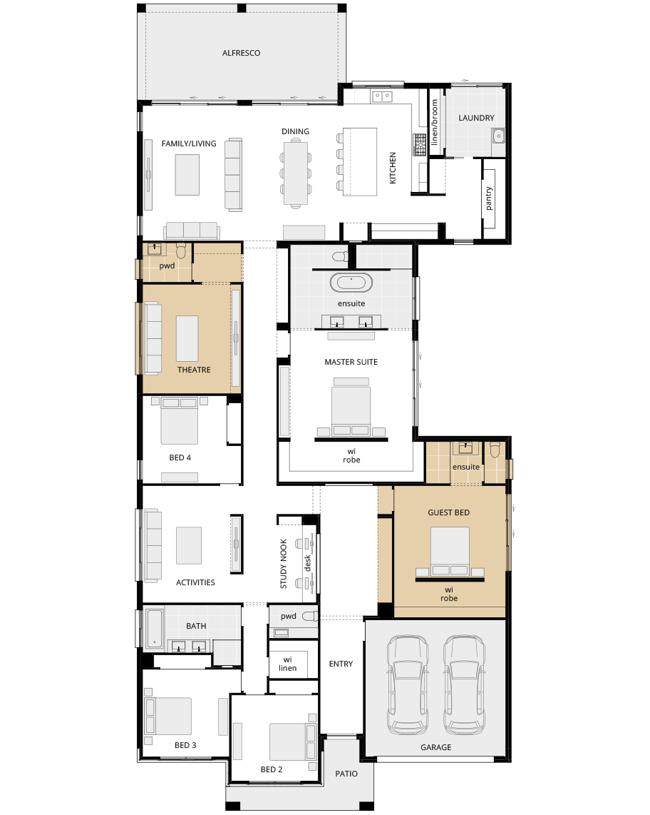 single storey home design anchorage manor floorplan option grand guest bed rhs