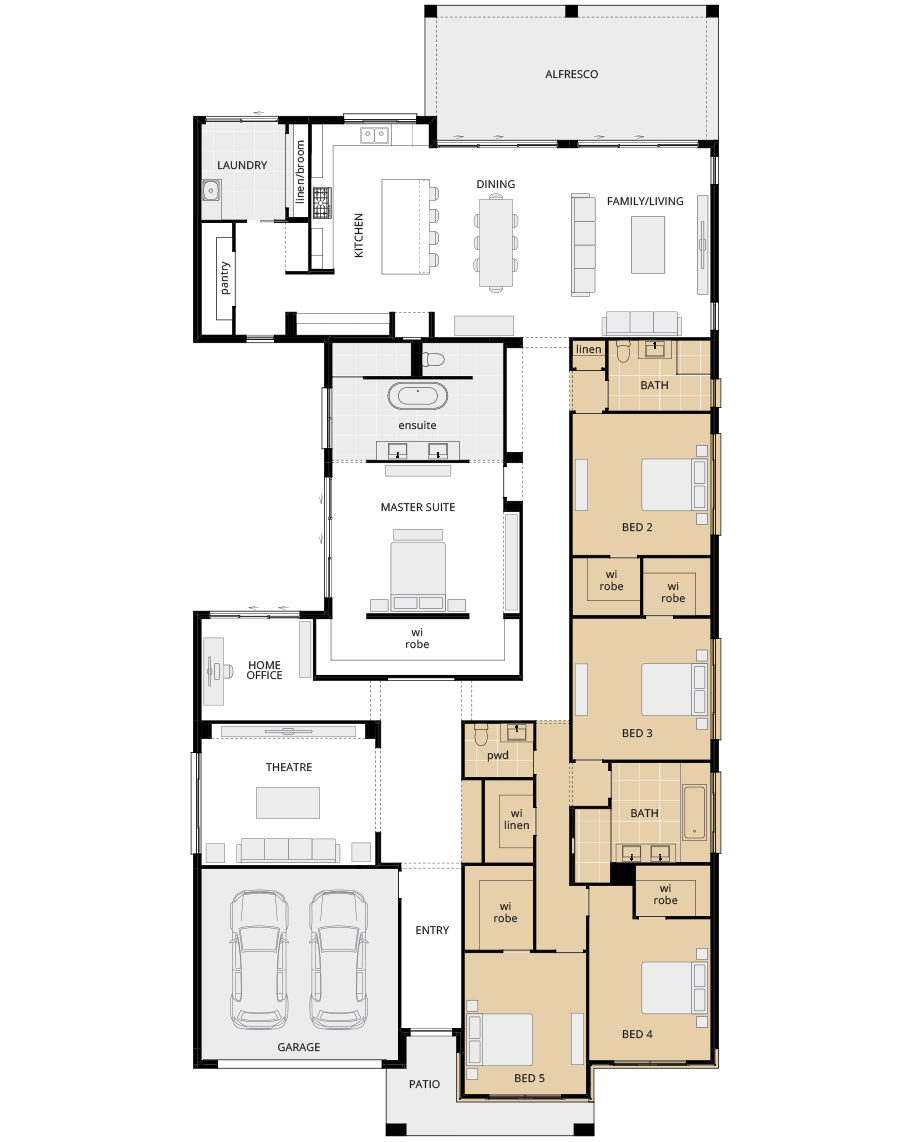 single storey home design anchorage manor floorplan option no activities rhs