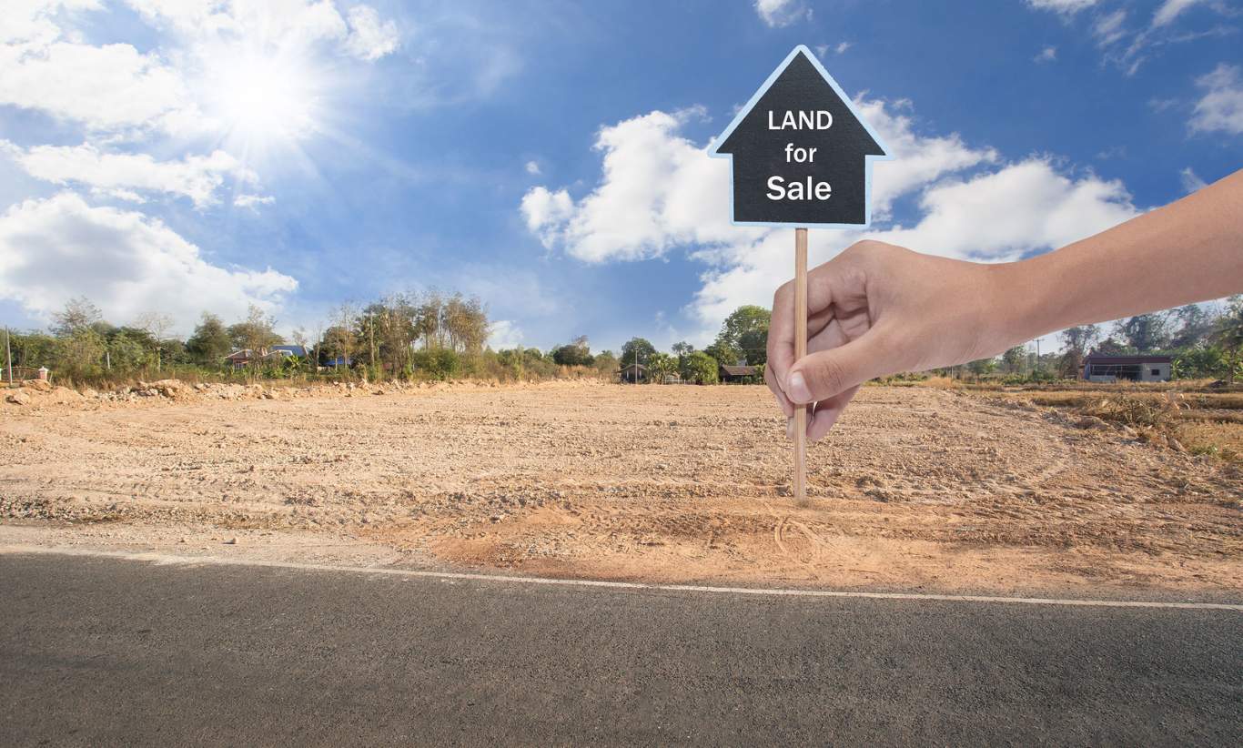 Empty land plot for housing construction project and beautiful blue sky with fresh air Land for sale