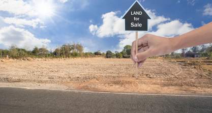 Empty land plot for housing construction project and beautiful blue sky with fresh air Land for sale