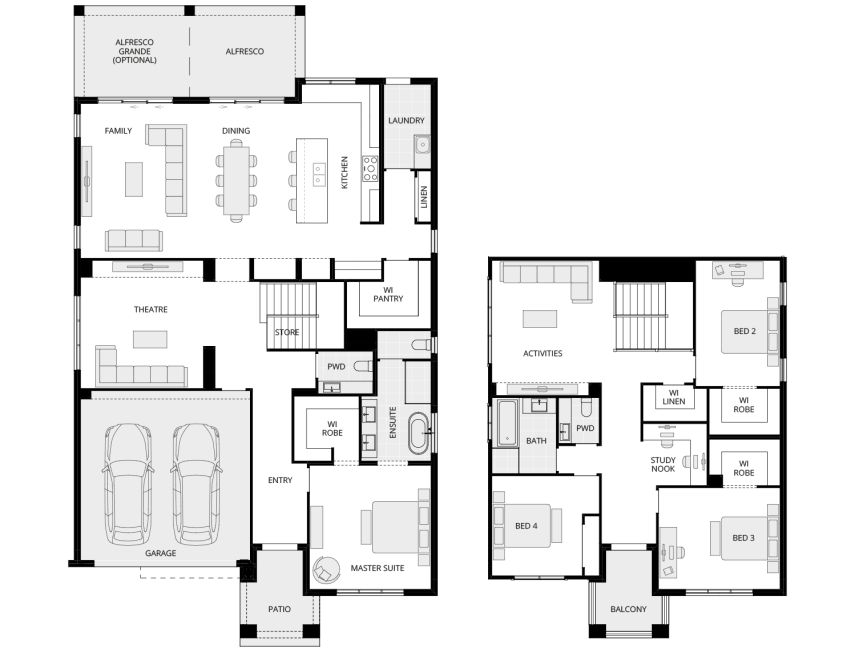 two storey home design cranbourne executive standard floorplan lhs