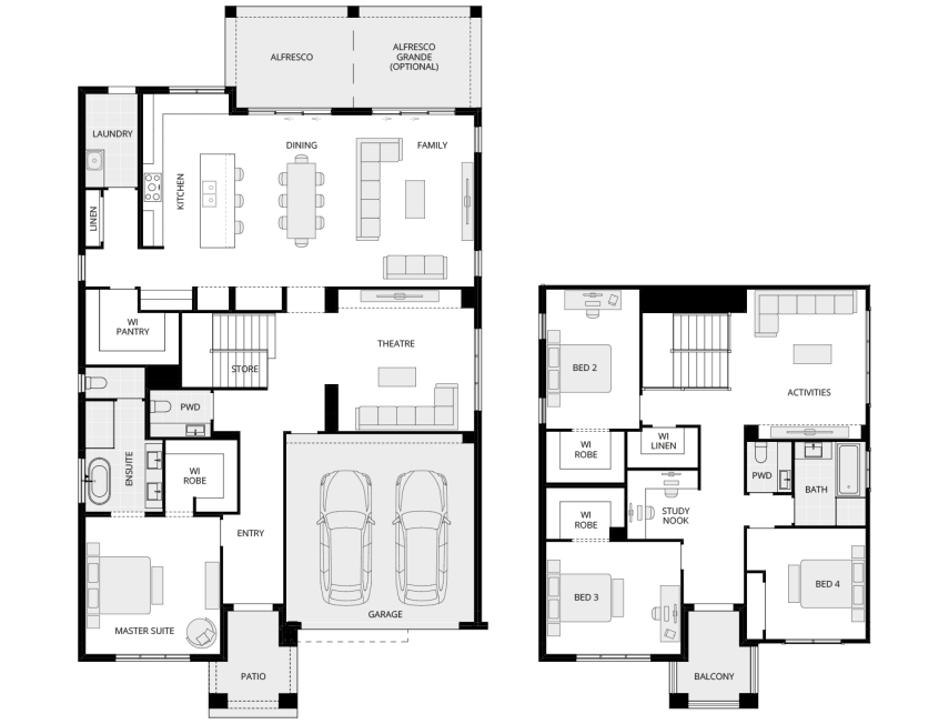 two storey home design cranbourne executive standard floorplan rhs