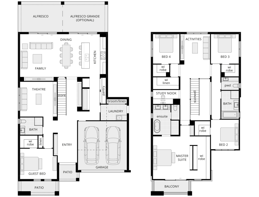 two storey home design floorplan grandeur 39 standard rhs