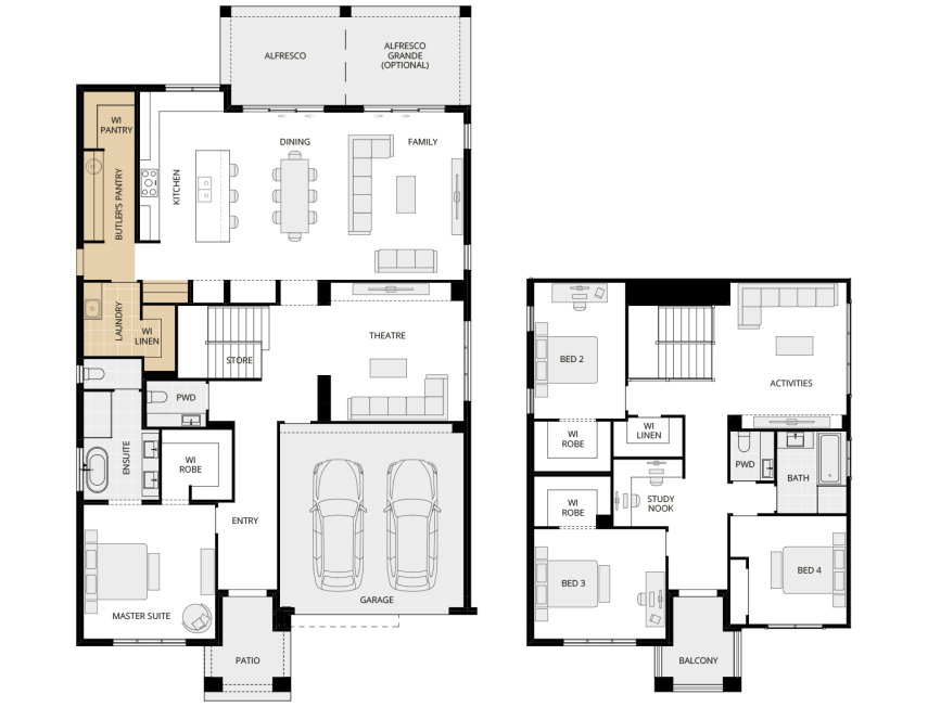 two storey home design cranbourne executive butlers pantry incl laundry floorplan rhs