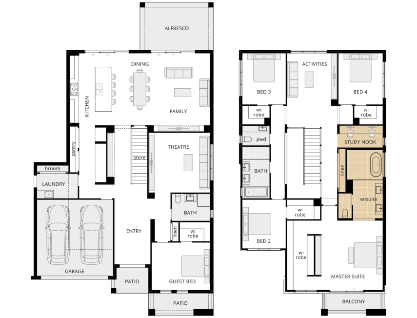 two storey floorplan grandeur 42 option alternate ensuite wet room lhs