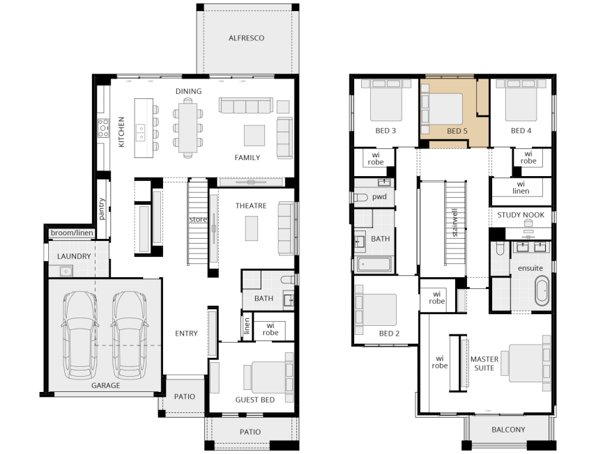 two storey home design grandeur 39 floorplan fifth bed ILO activities lhs