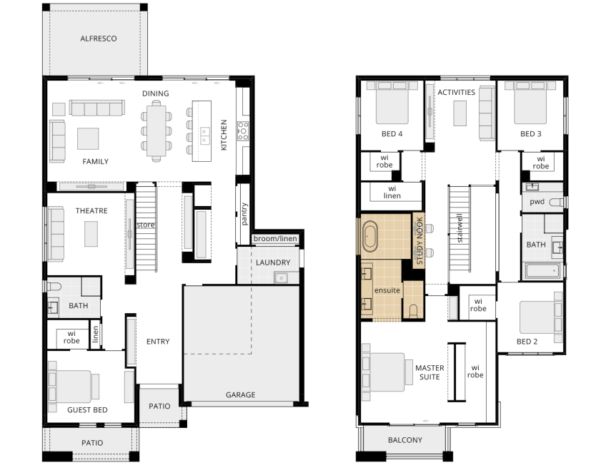 double storey home design floorplan grandeur 39 option alternate ensuite with wet room rhs