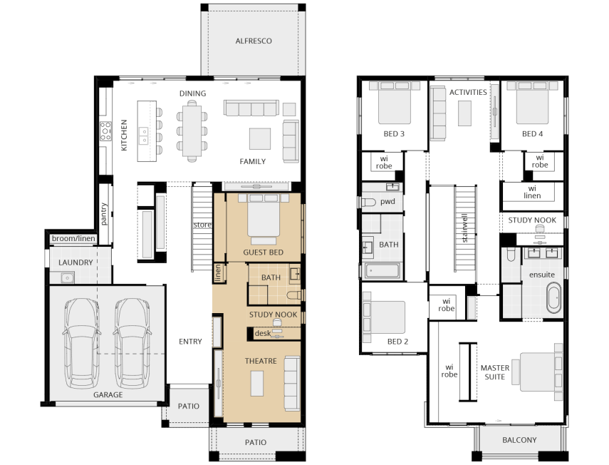 two storey floorplan grandeur 39 option floorplan alternate guest bedroom lhs