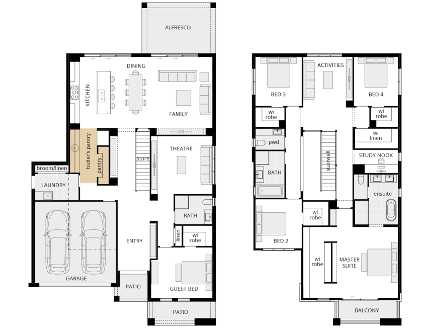 two storey floorplan grandeur 39 option butler's pantry lhs