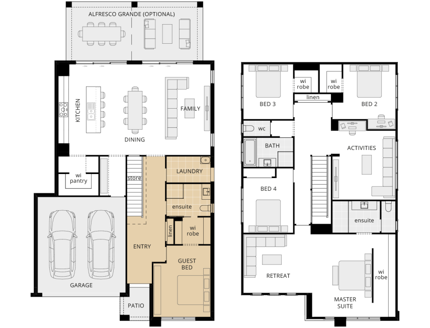 double storey home design lagos option floorplan guest bedroom lhs