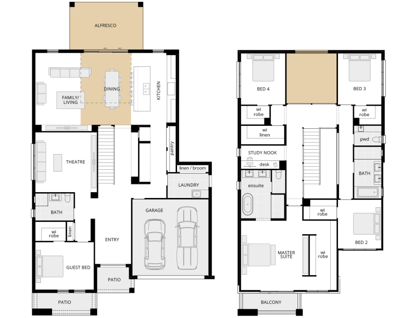 two storey home design grandeur 42 one option floorplan void over dining rhs