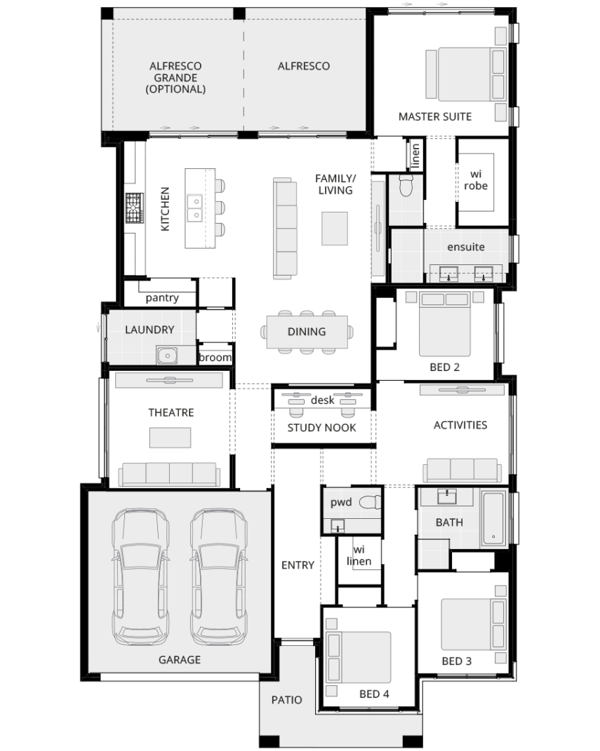 single storey home design miami classic standard floorplan rhs