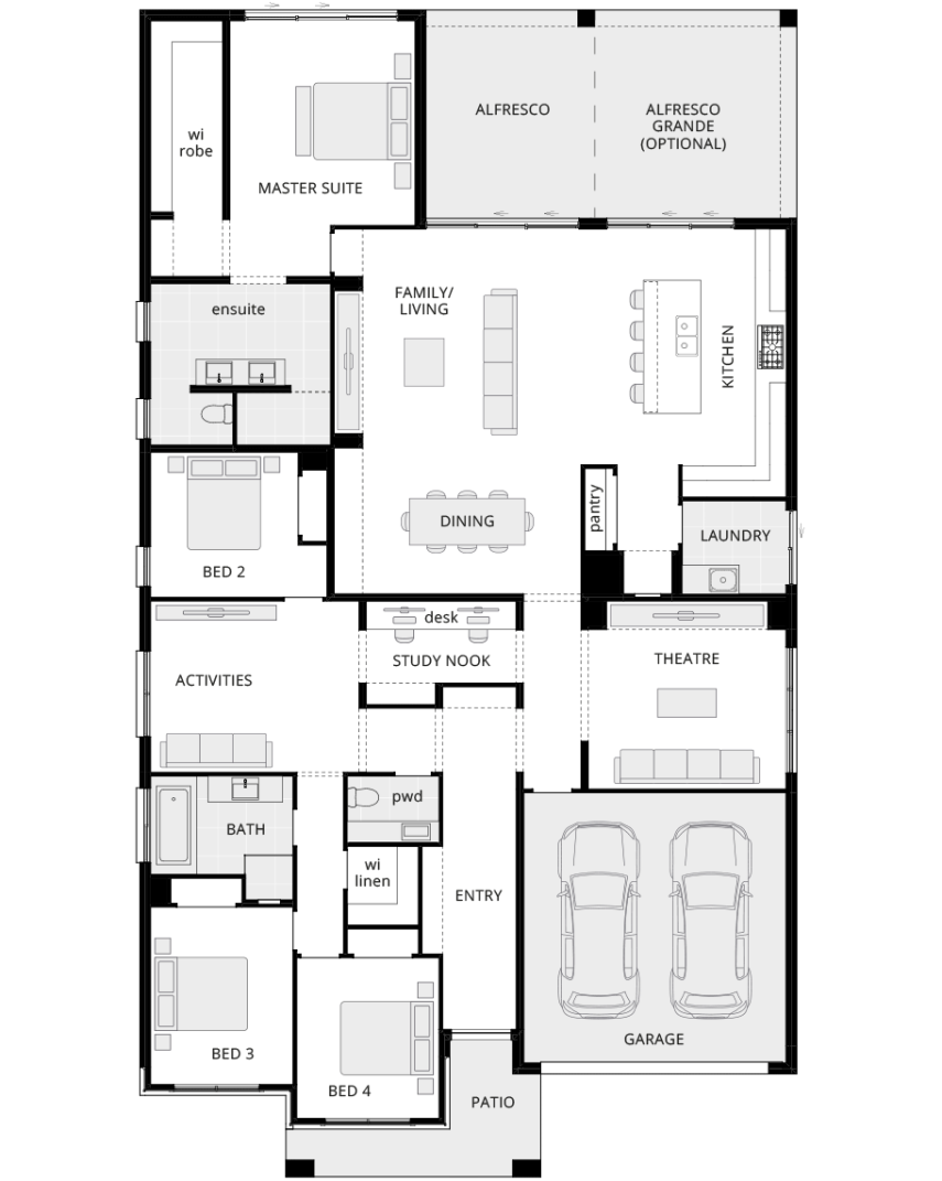 single storey home design miami grande standard floorplan rhs