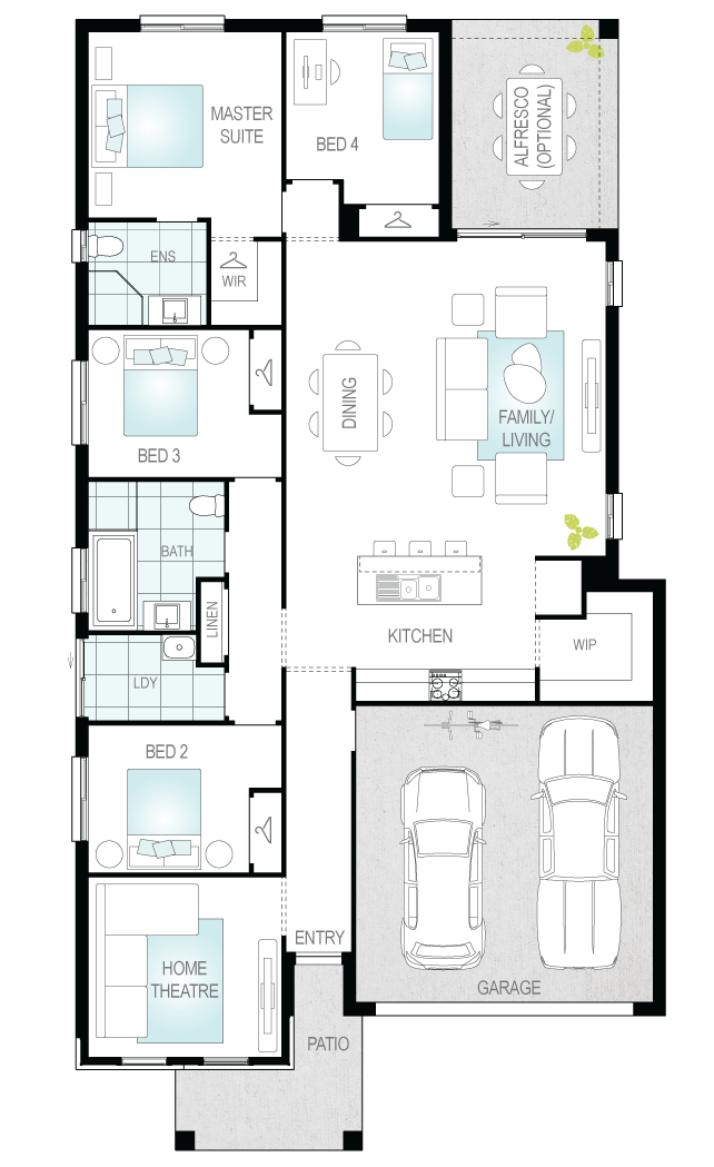 Lucia Two- Single Storey Floor Plan- McDonald Jones