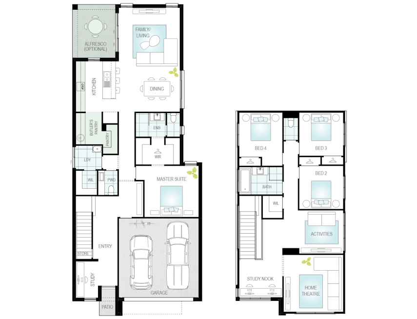 Two Storey Narrow Block Home Design