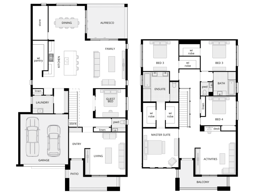 two storey home design saxonvale 42 standard floorplan lhs
