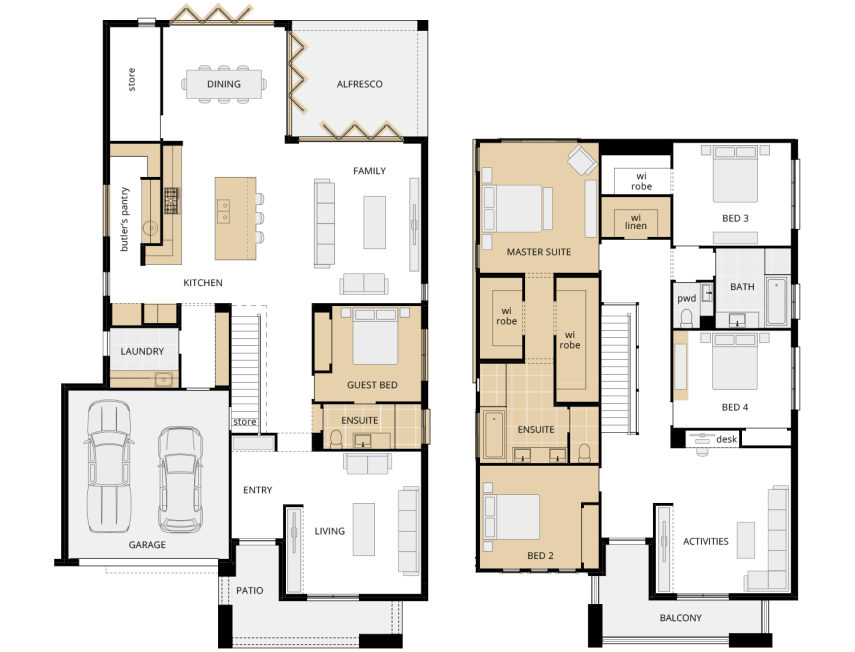 two storey home design saxonvale 42 upgraded floorplan lhs
